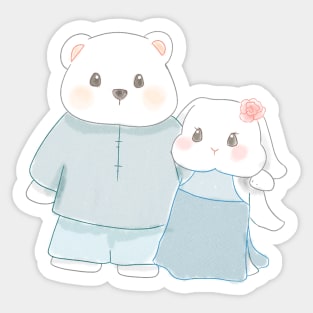 Bear and Bunny tied a knot | Bunniesmee Sticker